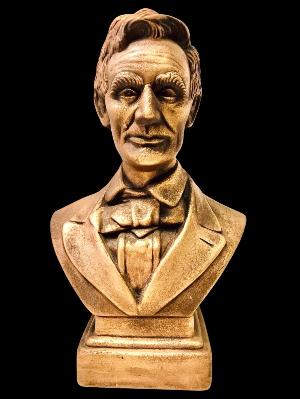 President Abraham Lincoln Vintage 1977 Ceramic Antiqued Bronze Bust Office Decor